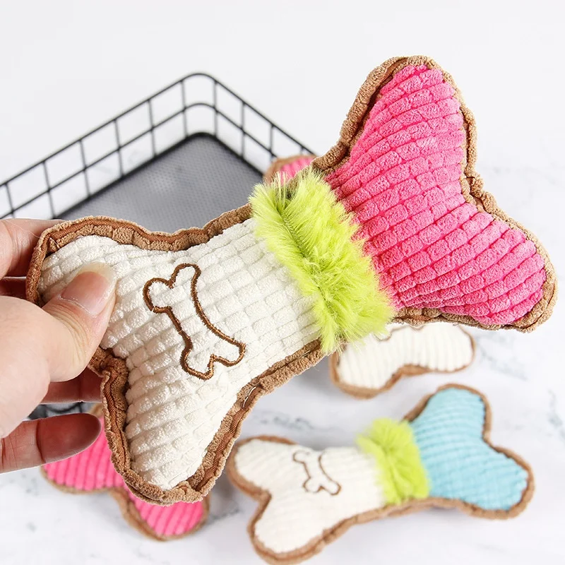 1PC Plush Dog Squeaky Toy Bone - огляд і ціна Teeth Cleaning Dog Chew Bone