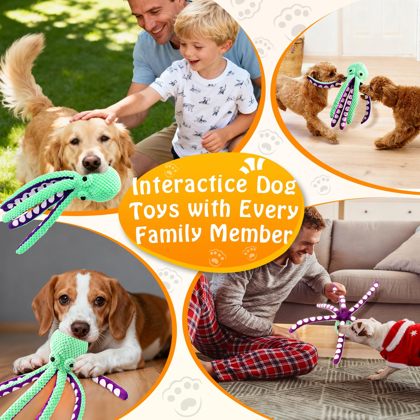 Squeaky Octopus Plush Dog Toy  - огляд і ціна Indestructible Dog Chew Toy